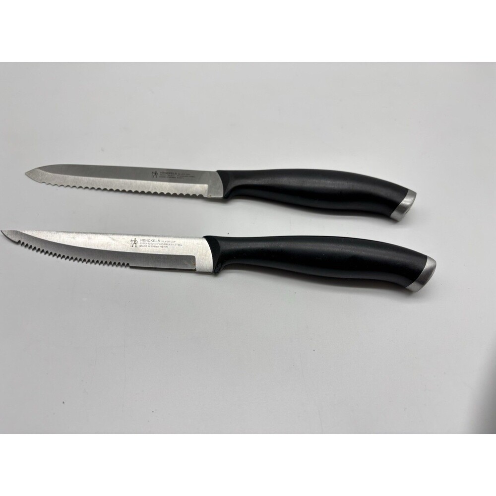 JA Henckels Knives 13570-130, 13579-120  Serrated  5" And 4.25” Silver Cap Lot 2